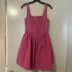 NWT STAUD Pink Landscape Sundress Sleeveless Square Neck